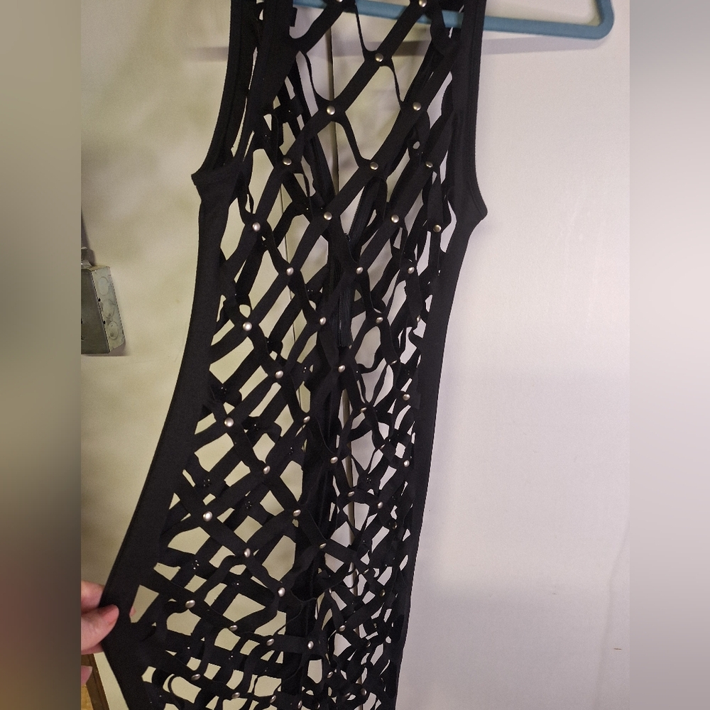 Black Cutout Dress Form with Studs. Size Med/ Large